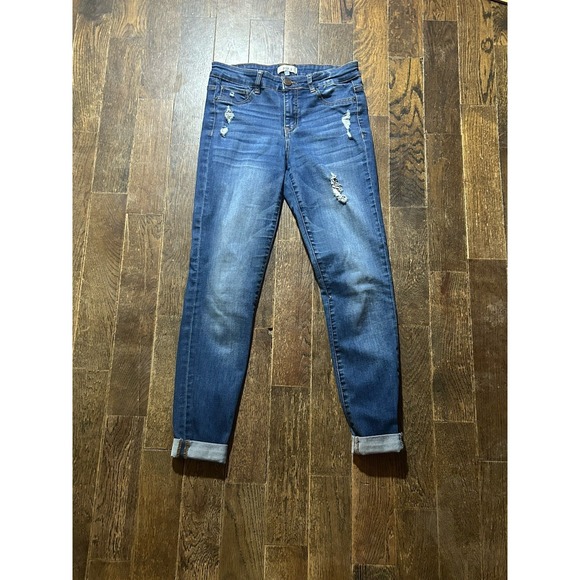 Jolt Denim - Jolt Womens Jeans 5/27w Juniors Blue Skinny Dark Wash Solid Stretch Distressed